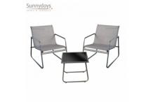 0-01JAR0332 Salon de jardin 2 places en textilène gris
