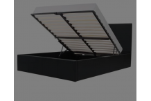 LIT0141 MARTIN Lit adulte 160 x 200 cm + coffre de rangement - Simili noir - Sommier inclus
