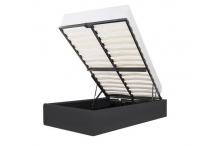 LIT0204 Lit coffre 90 x 190 cm - Simili noir - Sommier inclus