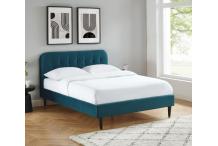 LIT0228 Lit ANDRE velours bleu paon 140x190 sommier inclus