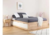 LIT0241 Lit adulte scandinave 3 tiroirs décor chêne et blanc mat - l 140 x L 190 cm