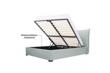 LIT0331 Lit coffre 160x200 cm - Tissu Gris clair - Sommier inclus
