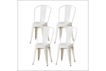 MEU0187 DARA Lot de 4 chaises Design industriel en métal blanc