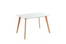 MEU0197 Table de séjour ou cuisine  en MDF avec pieds métal  imitation hêtre  - Longueur: 120 cm