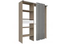 MEU0255 EKIPA BARI Aménagement de placard avec rideau – Dressing - Décor chêne