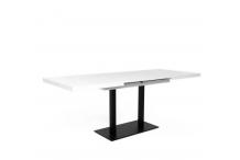 MEU0305 Table à manger à rallonge - Style contemporain - blanc et noir - L 120-200 x P 80