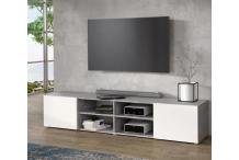 MEU0309 Meuble TV - Blanc et béton clair - L 180 x P 42 x H 37 cm