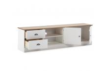 MEU0324 Meuble TV - Blanc/Chène - L180XP38XH50cm