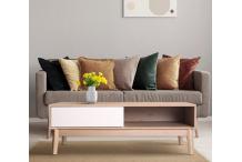 MEU0336 Table basse 2 tiroirs - Chêne et Blanc - Scandinave - L 120 cm