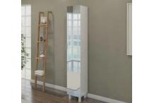 MEU0434 - Colonne de salle de bain 1 porte + miroir - Blanc - L 30cm