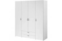 MEU0520 Armoire 4 portes battantes + 2 tiroirs - L 160 x H 185 x P 51 cm