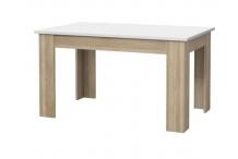 MEU0573 Table à manger - - Blanc et chêne