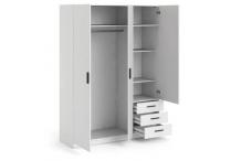 MEU0592 Armoire Blanc mat - 3 portes + 3 tiroirs L 147 x P 49,6 x H 200cm