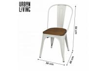 0-0001MEU0612 LOT de 4 Chaises en métal blanc mat et assise en bois clair – Style industriel