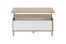 MEU0621 Table basse relevable MORPHOS - L 100 x P 50 x H 43,6 cm - Rectangulaire - Décor blanc / Chêne - PARISOT
